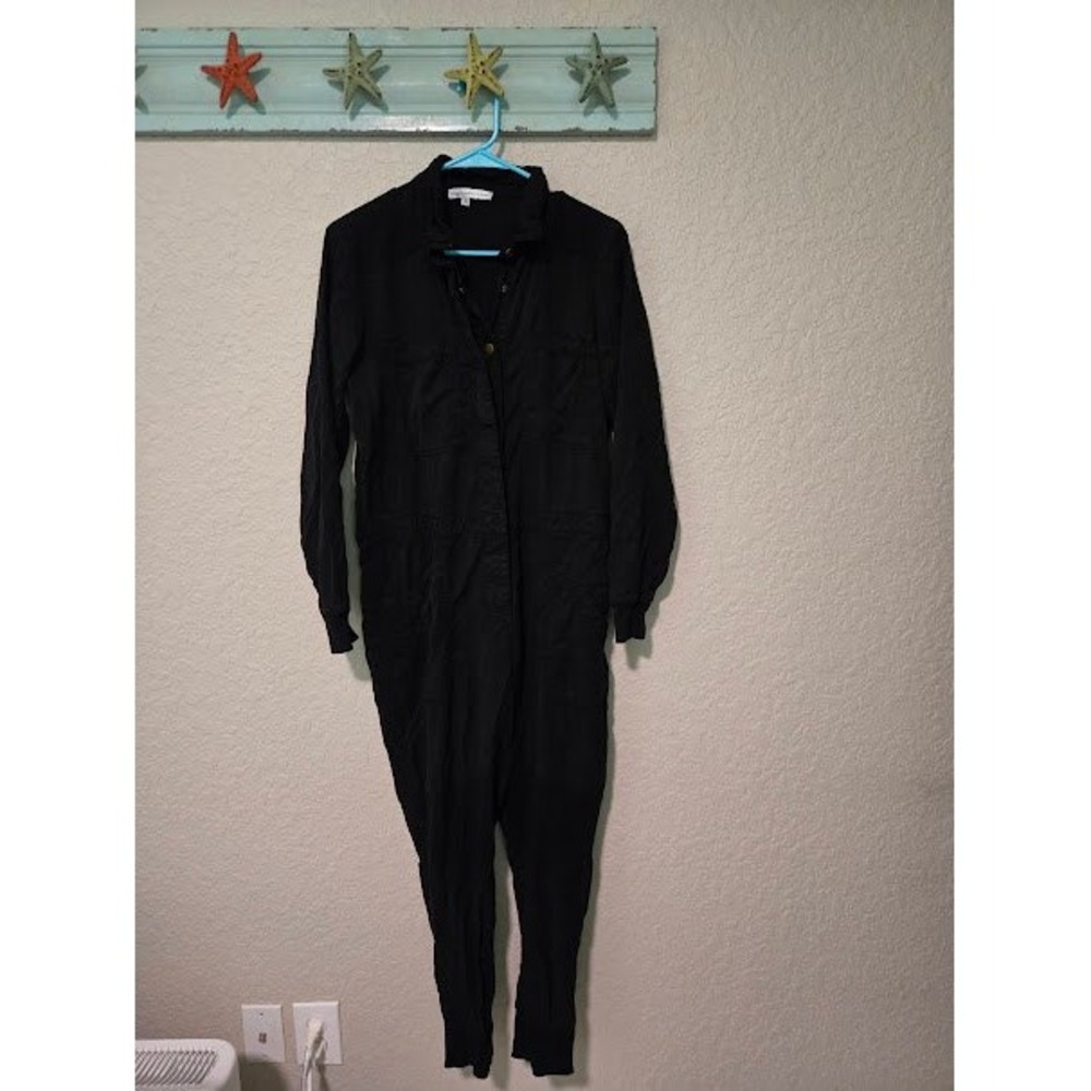 Young Fabulous & Broke Black Utility Jumpsuit Long Sleeve Button Front Size S
